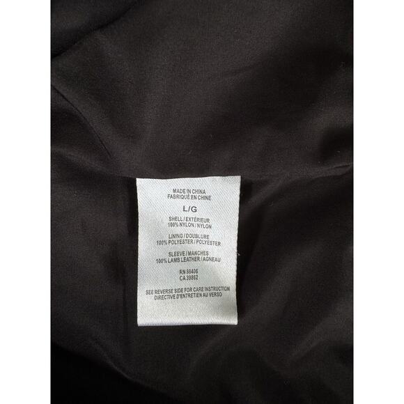 Theory Men’s Navy Nylon/Black Lamb Leather Sleeve Jacket Bomber RN#98406, Size L - Picture 4 of 11